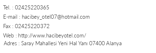 Hacbey Apart Hotel telefon numaralar, faks, e-mail, posta adresi ve iletiim bilgileri
